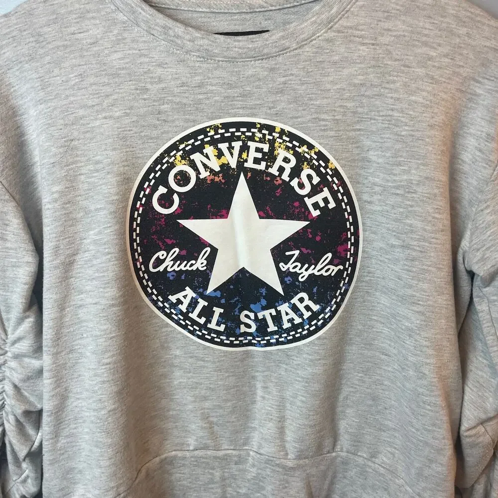 Converse Girls  logo boxy sweatshirt ruched arms Size Medium